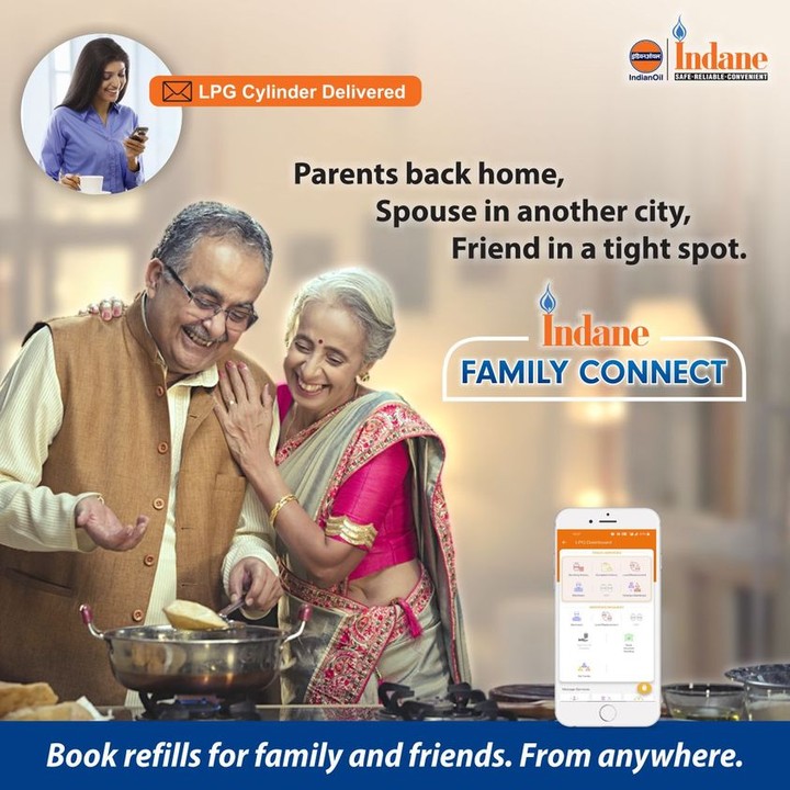 Newly launched Indane Family Connect allows existing customers to book refills for their family and friends with a single login. A boon for customers who are unaccustomed to online bookings for refills. Customers can visit IndianOil website or IndianOil One App for more details.