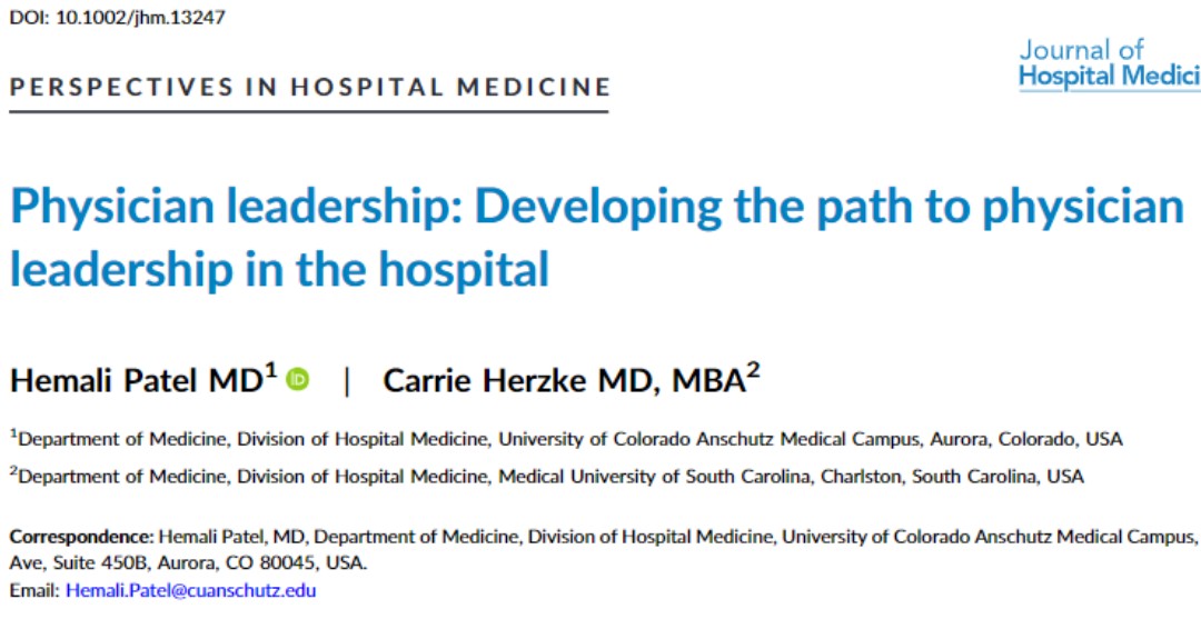 👨‍💼 Hospitalists have the skills and experiences that make effective leaders - but how can early career hospitalists get the leadership training they need to feel confident? 👩‍💼 🔗: …mpublications.onlinelibrary.wiley.com/doi/full/10.10…