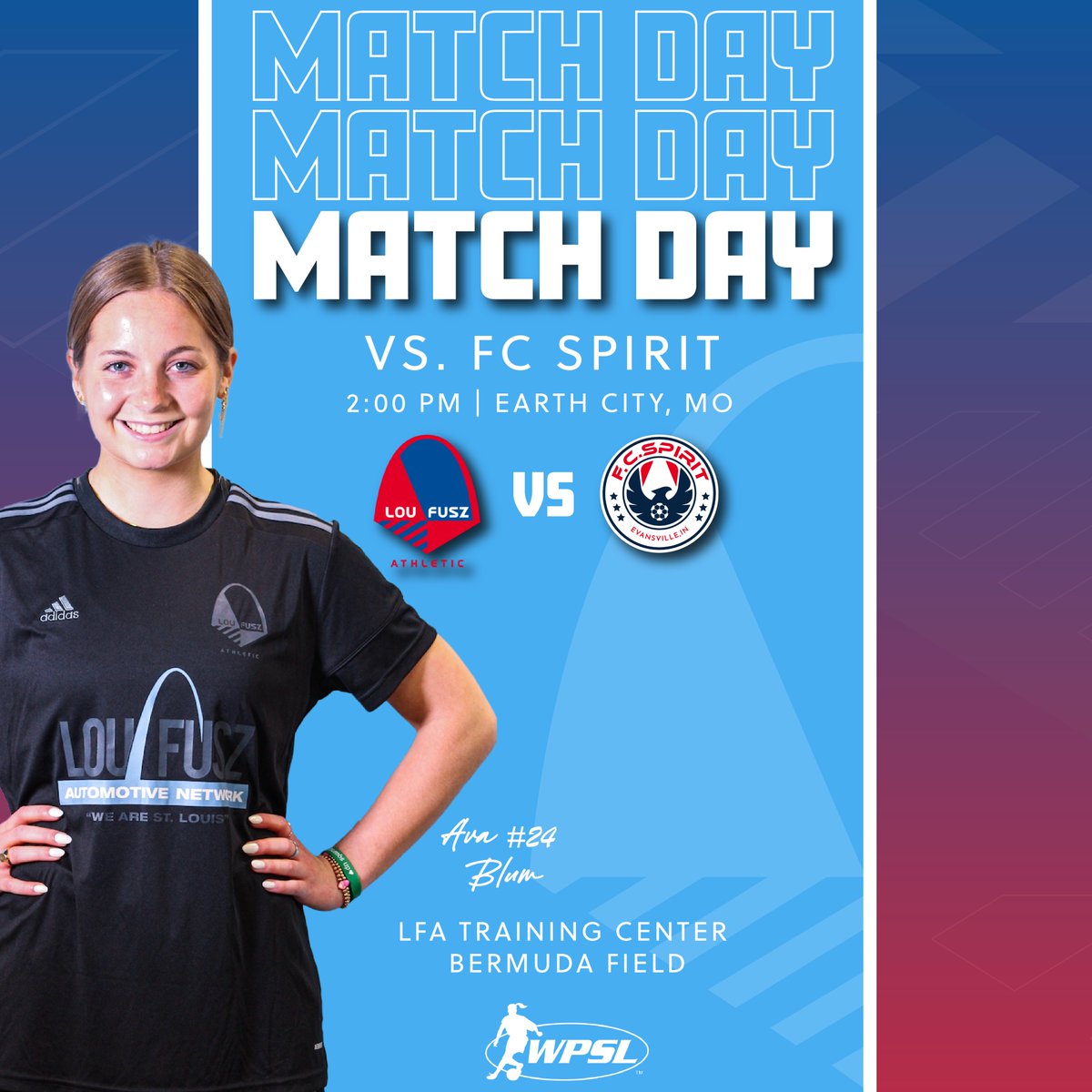 Lou Fusz Athletic WPSL (@loufusz_wpsl) on Twitter photo ๐๐ค๐ข๐ ๐๐ฅ๐๐ฃ๐๐ง๐ก๐คฉ
We kick off our WPSL season today with a home match against FC Spirit!
๐๏ธ Sunday, May 19th
๐ FC Spirit
โฐ 2:00 PM
๐ Earth City, MO
๐๏ธ LFA Training Center (Bermuda)
๐๏ธ $5 Admission
๐ฅ stlsportsproductions.com/lou-fusz-wpsl.โฆ
@loufuszsoccer | #HerGame ๐๐ค๐ข๐ ๐๐ฅ๐๐ฃ๐๐ง๐ก๐คฉ
We kick off our WPSL season today with a home match against FC Spirit!
๐๏ธ Sunday, May 19th
๐ FC Spirit
โฐ 2:00 PM
๐ Earth City, MO
๐๏ธ LFA Training Center (Bermuda)
๐๏ธ $5 Admission
๐ฅ stlsportsproductions.com/lou-fusz-wpsl.โฆ
@loufuszsoccer | #HerGame