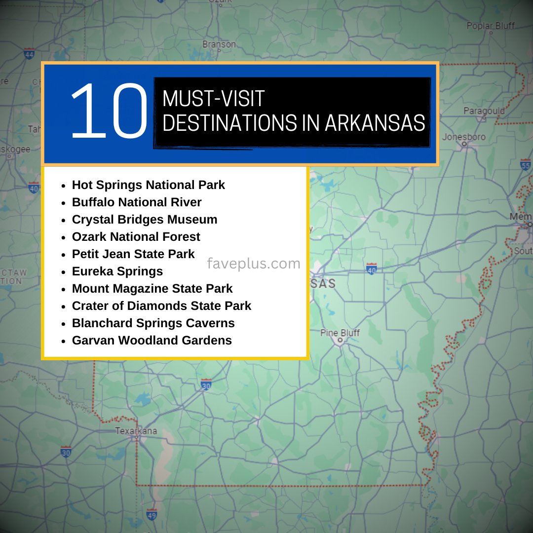 Discover the hidden gems of Arkansas! 🌲 Here are 10 must-visit destinations in the Natural State.
🌿 Pack your bags and explore the natural wonders of Arkansas! 🏞

#arkansas #arkansaslife #arkansasliving #TravelGoals #explorearkansas #travelguide #traveltips #faveplus