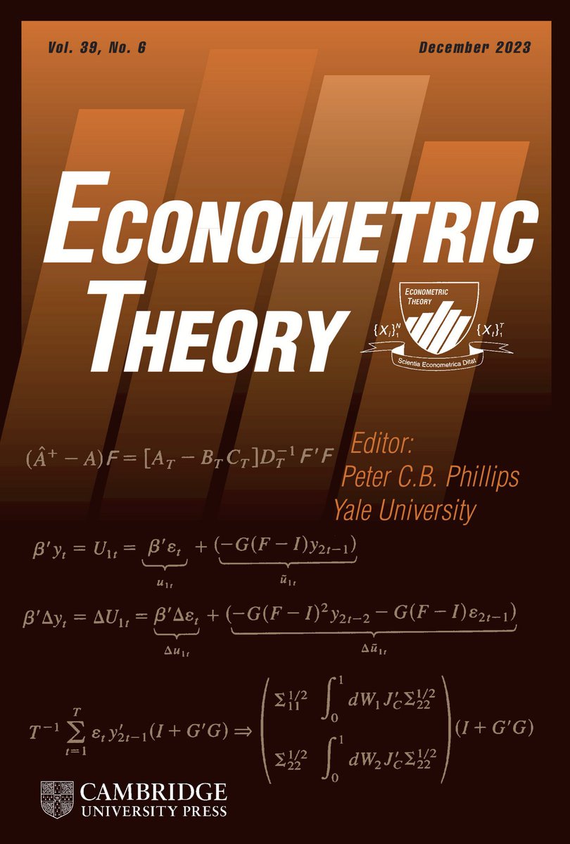 Hi #EconTwitter! 📈 After 15 years (2009-2024), I’m stepping down as co-editor of Econometric Theory. It's been an honor to be part of one of the leading journals in #econometrics. Thank you to the Editor, Peter Phillips, my colleagues in the board and contributors for the