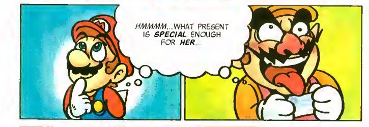 Mario & Wario thinking of a present for Peach’s birthday. - Mario vs Wario Nintendo Power Comic