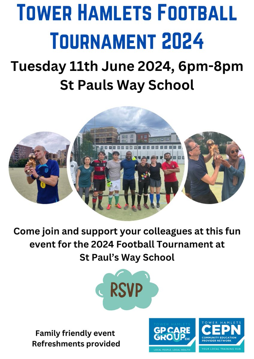 Join us for the annual Football tournament on the 11th June. A fun afternoon of friendly competition and socialising ⚽ Register here: rb.gy/bjbt2r