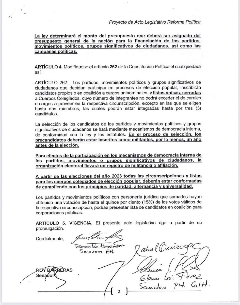 #LoÚltimo | Todo estuvo siempre fríamente calculado en el Pacto Histórico. Congresistas petristas recién posesionados, radicaron proyecto legislativo para eliminar el articulo 109 de la constitución, sobre violación de topes. Sabían de las irregularidades en la campaña.🧵1/3