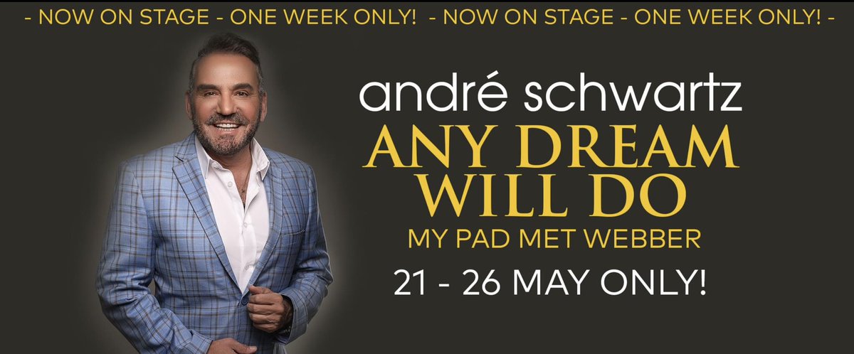 On stage next week @TheatreOnTheBay 
@Andre_Schwartz 🎹🎤🎸💭@webticketsSA 
🎟️🔗 webtickets.co.za/v2/Event.aspx?…
#andrewlloydwebber #oneweekonly 
@PieterToerien