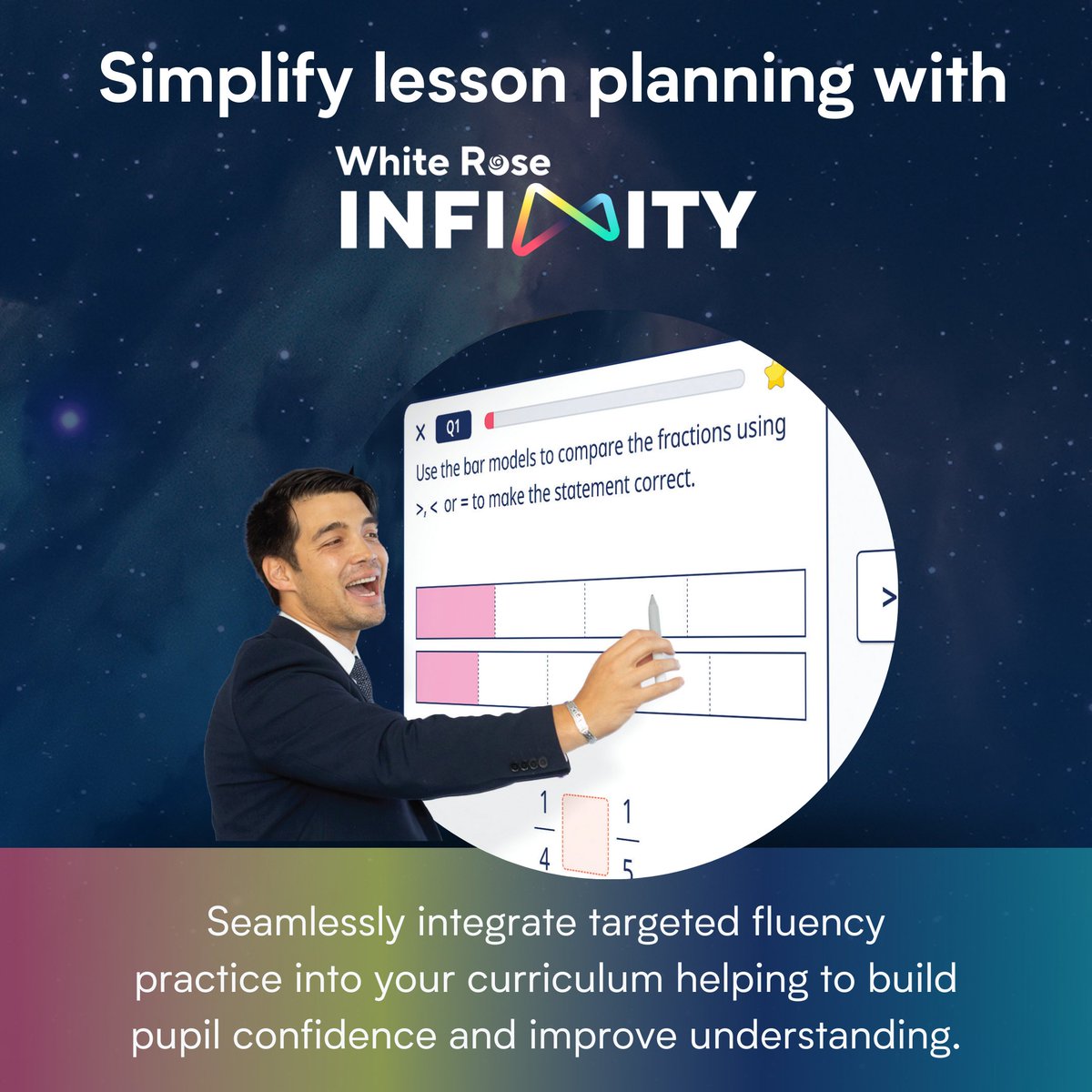 Simplify lesson planning with White Rose Infinity 🤩 With our game-changing new resource, teachers can seamlessly integrate targeted fluency practice into their curriculum helping build pupil confidence and improve understanding 🙌 See more: eu1.hubs.ly/H098wM00