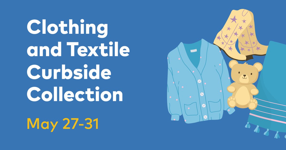 The City of Orillia is running its first curbside clothing and textile collection week from May 27 to 31, 2024! Collection days differ from regular waste collection days. To determine your collection day and see a list of accepted items, visit orillia.ca/waste.