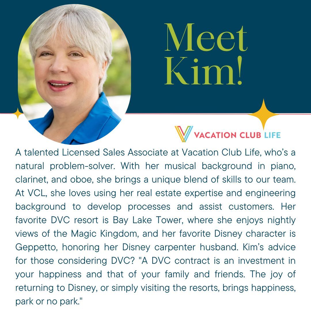 🌟 Shining a spotlight on Kim, our exceptional Licensed Sales Associate at Vacation Club Life! 🌟 Here's to her incredible dedication, problem-solving skills, and the joy she brings to our team and clients daily. 
#EmployeeSpotlight #VacationClubLife #DisneyMagic