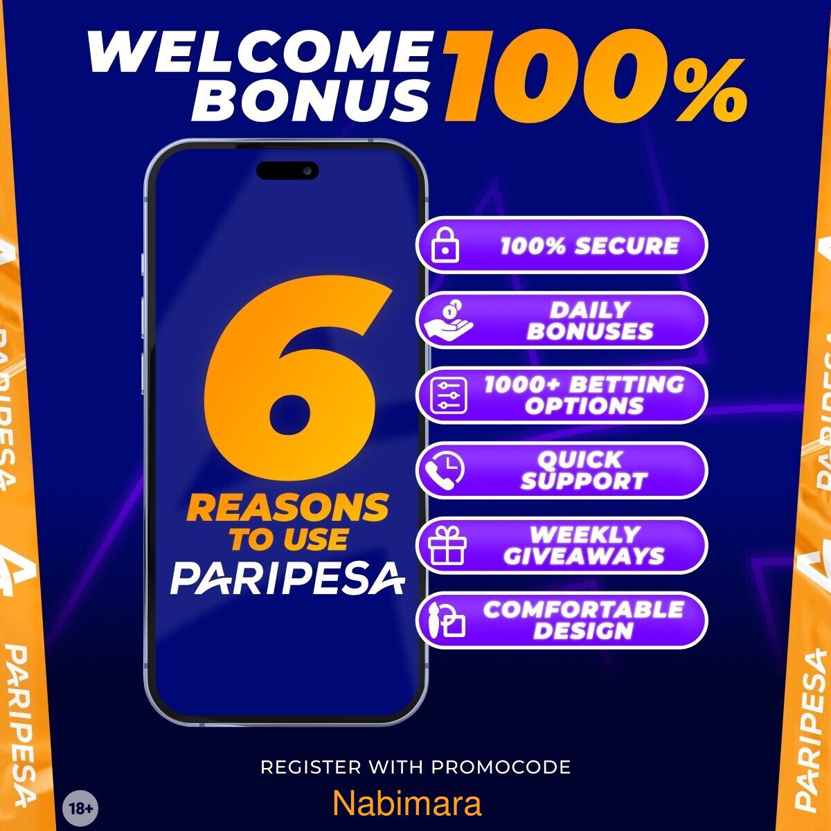 6 reasons why you should sign up for paripesa.🔥🔥 Register here 👉rb.gy/2x51bw and use “Nabimara” as promo code.