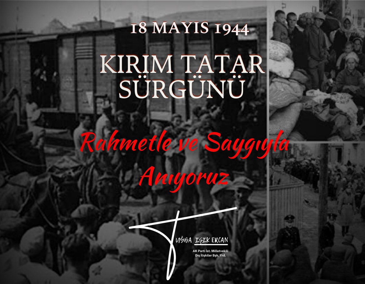 Kırım Tatar Sürgünü’nün 80. yıl dönümünde, 18 Mayıs 1944’te vatanlarından koparılan ve sürgün yollarında hayatlarını kaybeden Kırım Tatarı kardeşlerimizi rahmetle anıyoruz. Bu büyük trajedi, sadece Kırım Tatarlarının değil, tüm insanlığın ortak acısıdır. Kültürlerini ve