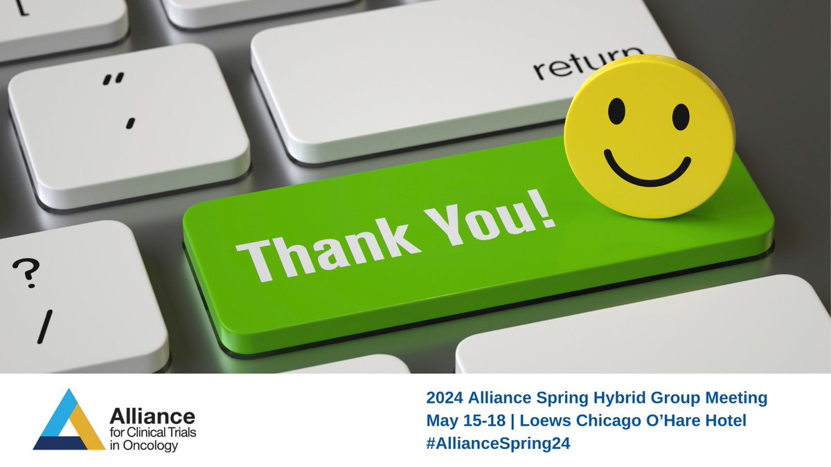 It's a wrap on an exciting four-day meeting! THANK YOU to everyone participating in the 2024 Alliance Spring Hybrid Group Meeting. Your remarkable efforts continue to advance cancer research. See you again in the fall - Oct 30-Nov 2. Stay well! #AllianceSpring24 #NCI #NCTN #NCORP