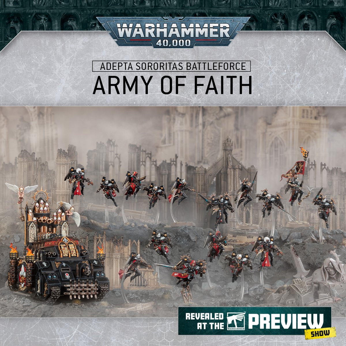 Praise the God-Emperor! 

Take a closer look at the Adepta Sororitas reveals from the online preview: ow.ly/yUL750RIGRw

#WarhammerCommunity