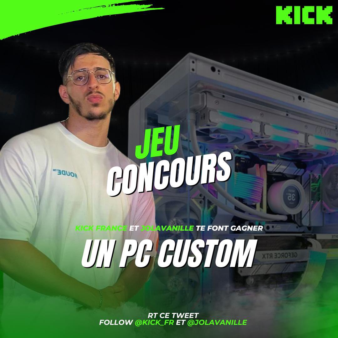 BIG CONCOURS AVEC KICK POUR LES FNCS 💚🏆 Avec la miff de chez kick on vous régale avec : - 1 PC GAMER D’UNE VALEUR DE 2000€( full custom + optimisé ) Pour participer il vous suffit de #RT + #FOLLOW @JoLaVanille et @Kick_FR Bonne chance la miff 💚 TAS 31/05