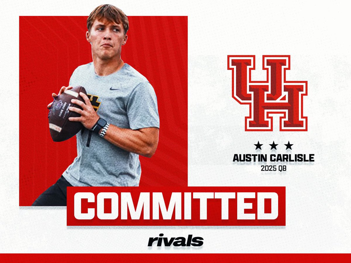 BREAKING: Houston has landed a commitment from three-star Missouri City (Texas) Ridge Point QB Austin Carlisle! READ: n.rivals.com/news/three-sta…