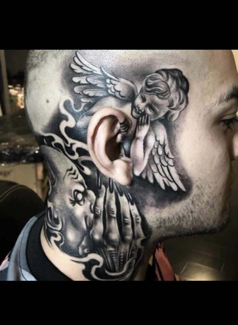So Im finally getting my neck done &amp; my face tat covered up June 11th with something like this 🖤😌