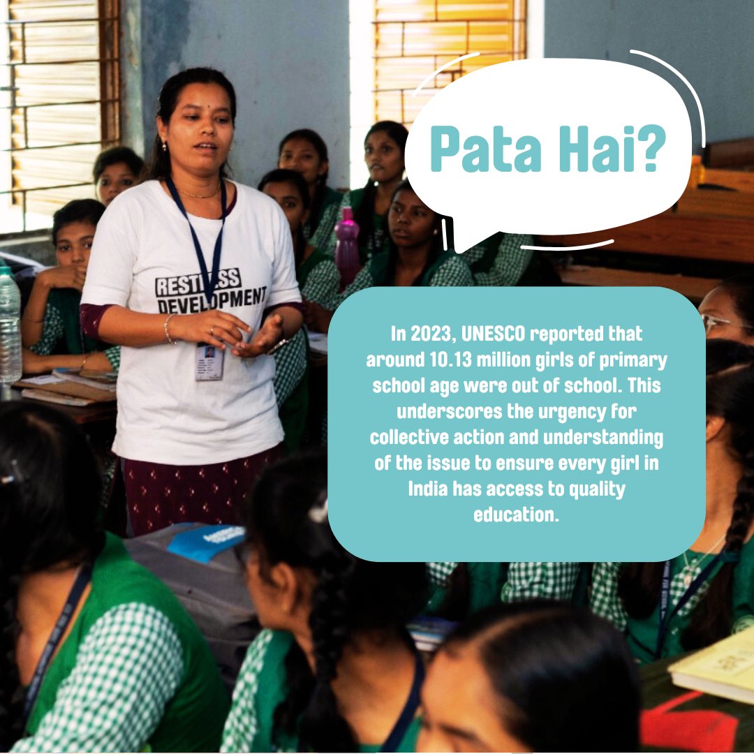 Pata hai? In 2023, over 10 million girls in India were out of school. It's time to open our eyes, raise awareness, and take action for girls' education. Together, let's make every girl's right to education a reality. 👧📚 #EducationForAll #ChangeMakers #EmpowerGirls #TakeAction