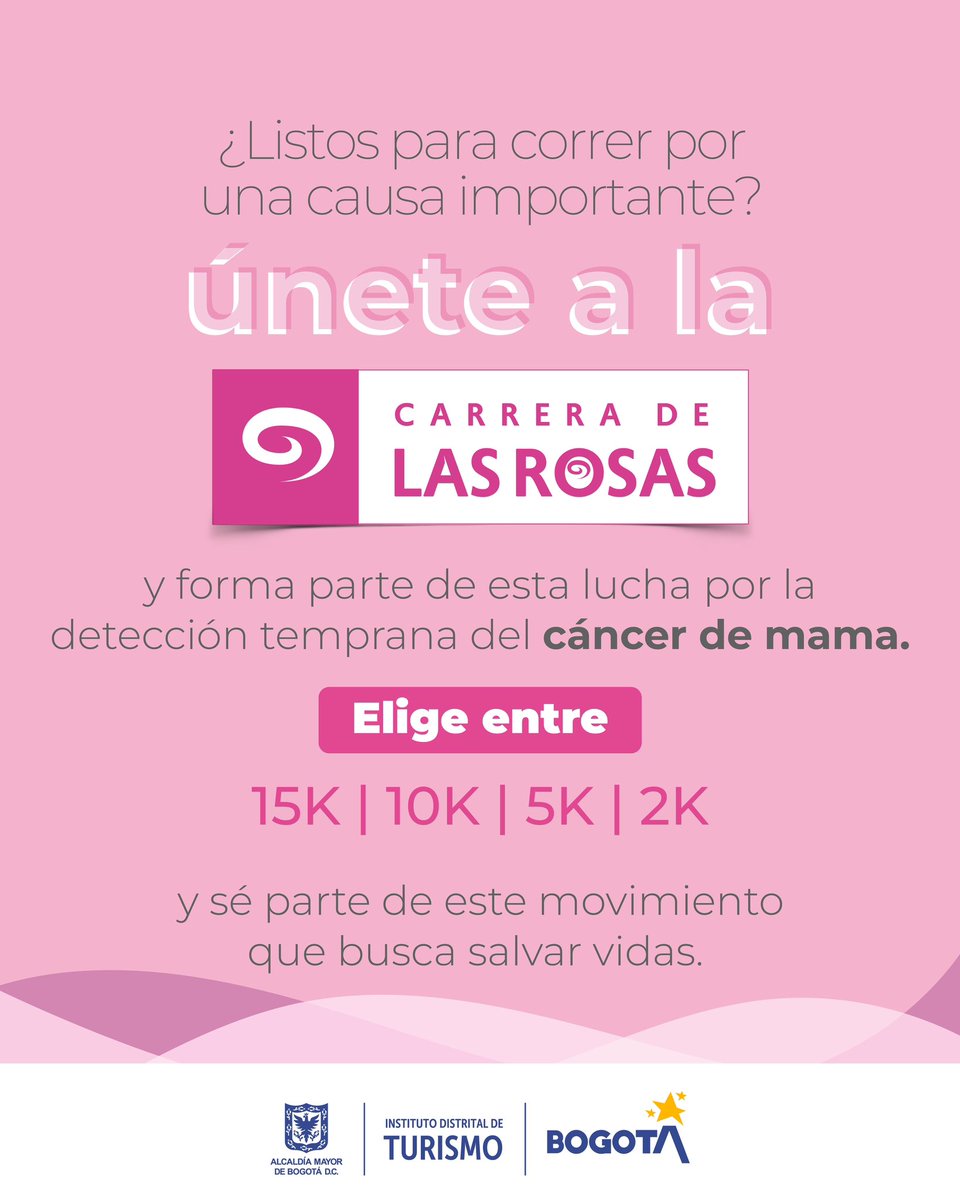 Únete a nosotros en la Carrera de las Rosas 🏃🏻‍♀️👟El #IDT está presente por primera vez como aliado en este evento deportivo que reúne a cientos de visitantes y turistas en una misma causa ¡Correr por las mujeres! Descubre el turismo sostenible y saludable de #Bogotá el 19 de mayo.