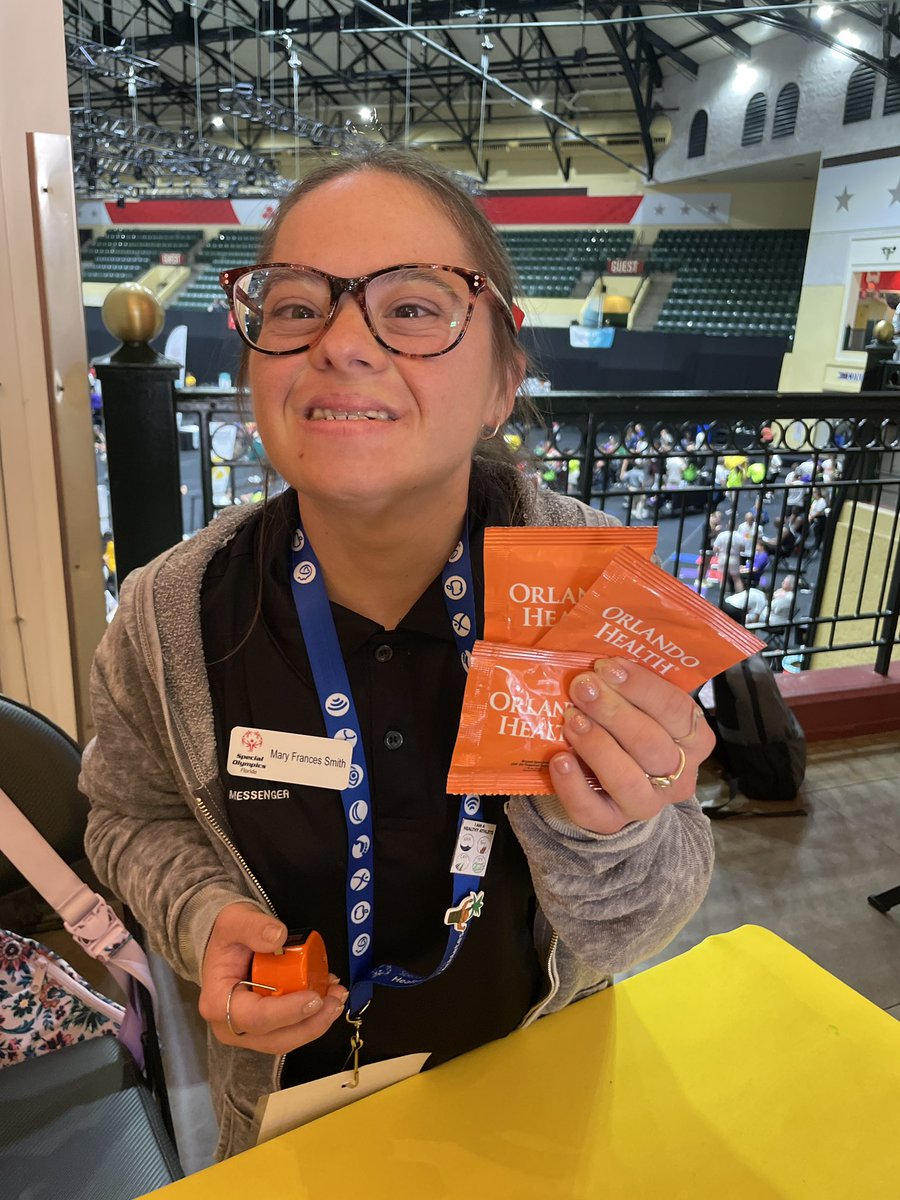 Superstar athlete Mary Frances reminding everyone at the State Games  today to protect your skin while out in the sun☀️ today with some @orlandohealth sunscreen! 
#specialolympicsflorida #inclusivesports #healthandwellness