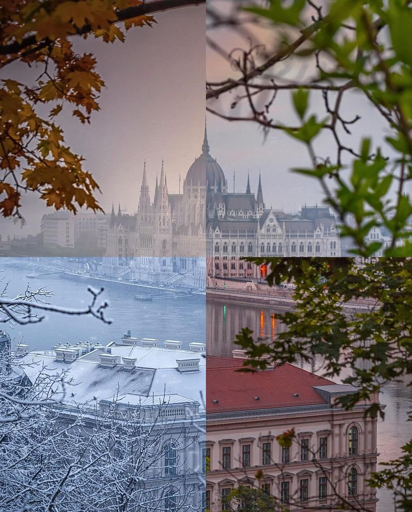 The Hungarian Parliament building in all four seasons by @krenn_imre