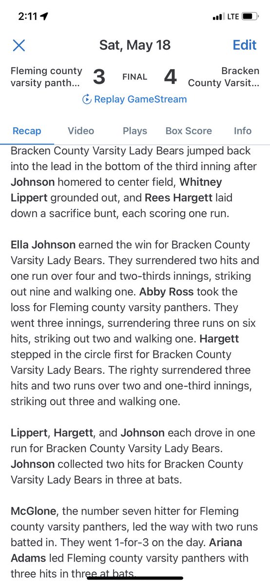 Bracken County Lady Bear Softball tweet media
