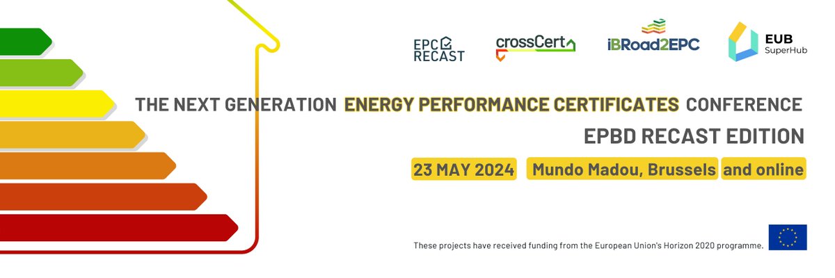 iBRoad2EPC (follow-up to iBRoad project) (@h2020ibroad2epc) on Twitter photo How can #EnergyPerformance #Certificates & other tools support #EU #building #decarbonisation under the recast #EPBD? Projects <a href="/PCrosscert/">crosscertproject</a> <a href="/EpcRecast/">EPC-RECAST</a> EUB SuperHub & <a href="/H2020iBRoad2EPC/">iBRoad2EPC (follow-up to iBRoad project)</a> will have some tips at their joint #conference in Brussels on Thursday 23/5. Register by 21/5! How can #EnergyPerformance #Certificates & other tools support #EU #building #decarbonisation under the recast #EPBD? Projects <a href="/PCrosscert/">crosscertproject</a> <a href="/EpcRecast/">EPC-RECAST</a> EUB SuperHub & <a href="/H2020iBRoad2EPC/">iBRoad2EPC (follow-up to iBRoad project)</a> will have some tips at their joint #conference in Brussels on Thursday 23/5. Register by 21/5!