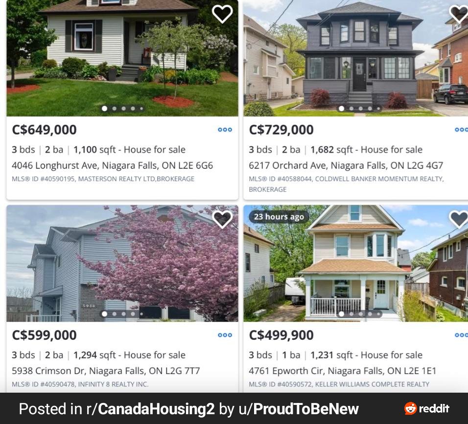 ShaziGoalie's tweet image. The difference in home prices between Niagara Falls, ON 🇨🇦  and Niagara Falls, NY 🇺🇸 👇🏽