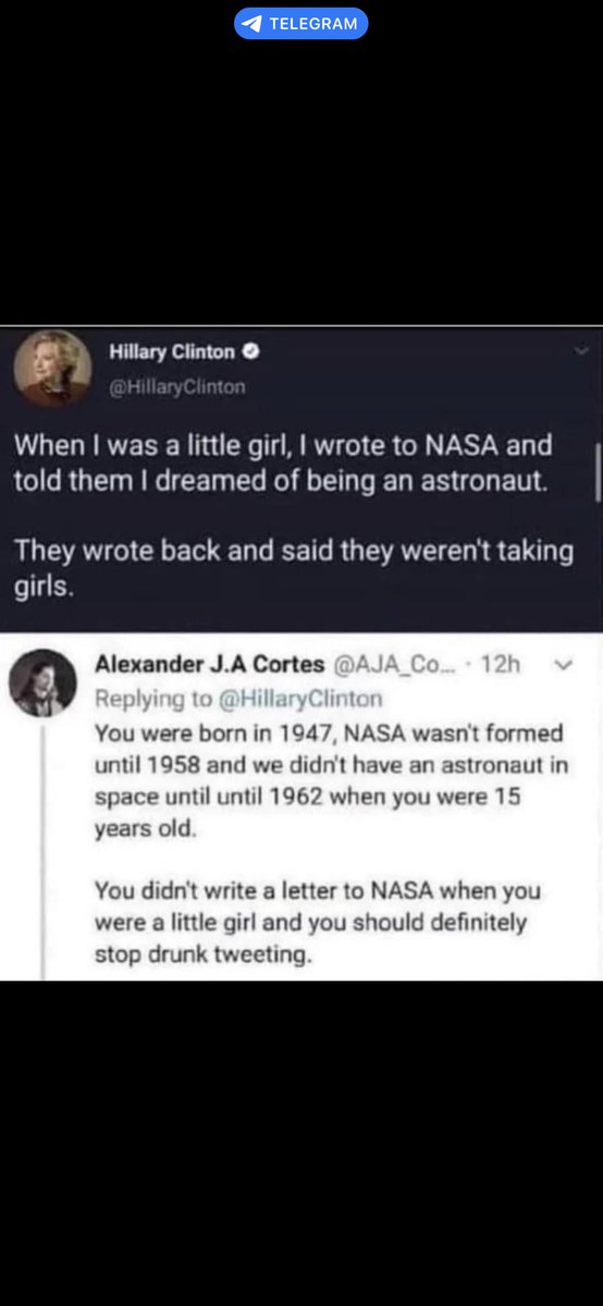 This is priceless. By the way Joe OBIDEN’s uncle was not eaten by cannibals, and Hillary Clinton did not write to NASA to become an Astronaut, but was denied because she was a girl! They are both Liars and criminals.
