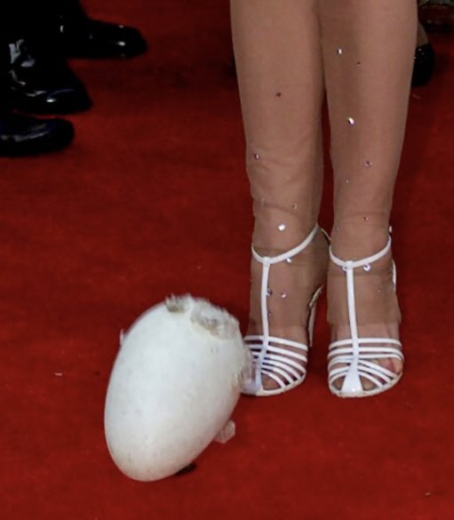 bjork wearing a swan dress at the oscars 2001… she also laid eggs on the red carpet