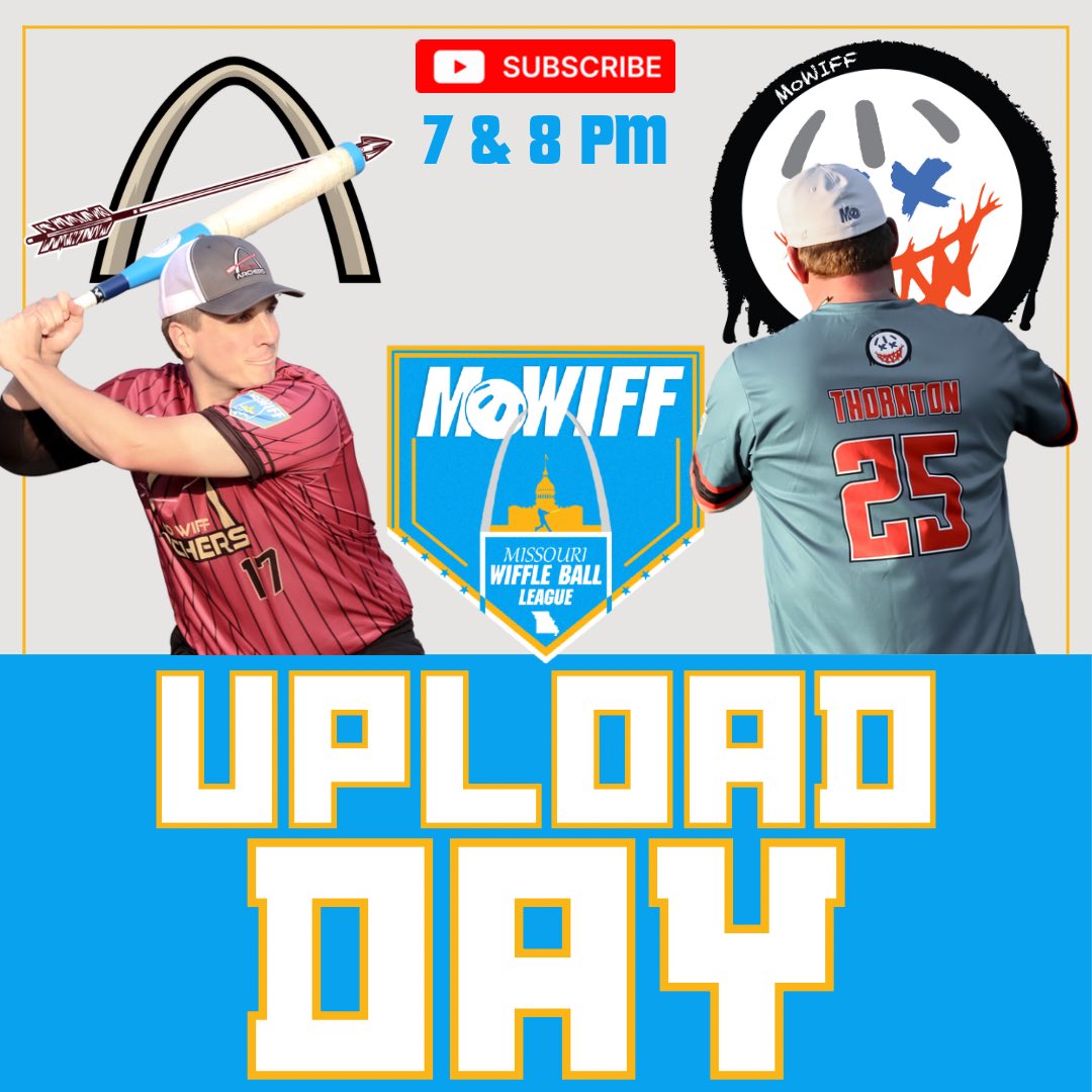 MO_Wiff's tweet photo. It’s Upload Day!
Archers vs Purge on our YouTube channel tonight!
You don’t want to miss this one!
#mowiff #wiffleball #season4 #week7 #uploadday https://t.co/jQaEKJk98L