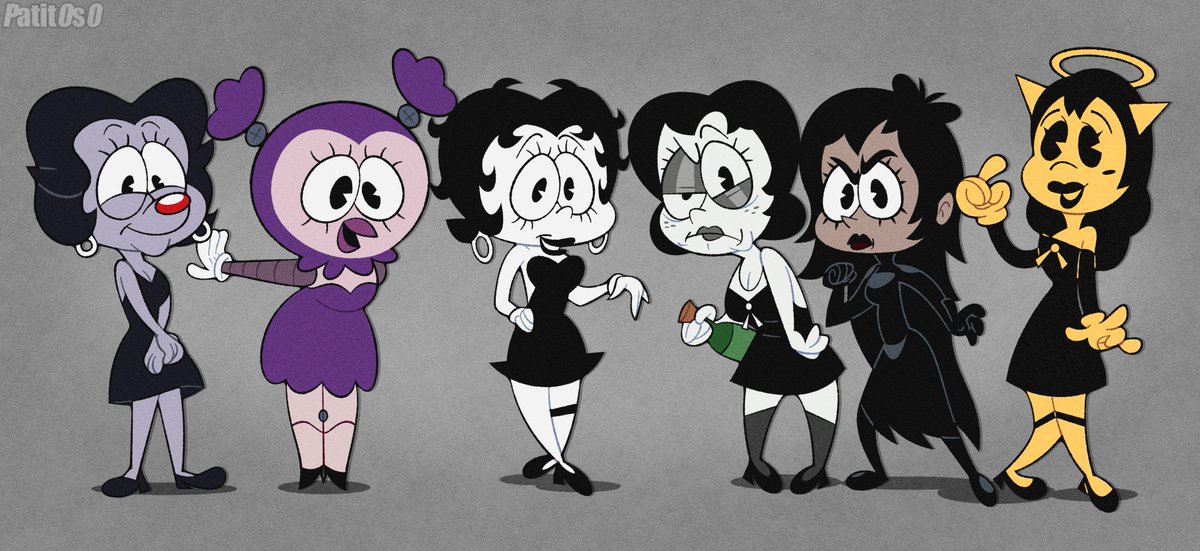Betty Boop and her doppelgängers.
 (#BettyBoop #Animaniacs #PPG #DrawnTogether #UnicornWarriors #Bendy #Crossover #FanArt)