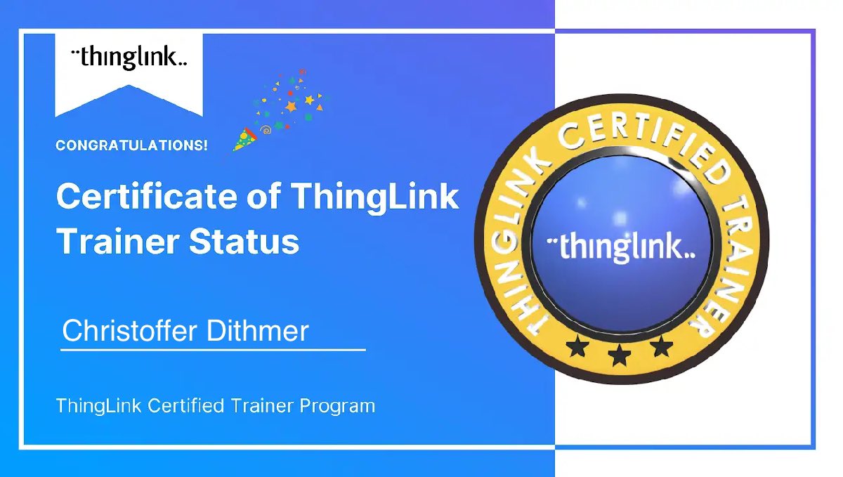 I’m a @ThingLink Certified Trainer, yay!✨ @ThingLink_EDU is a game-changer in education. With #ThingLink, students have access to a variety of accessibility tools that provide a framework for everyone to succeed in their projects. So important! Thanks @scotlandlouise #ADE0224