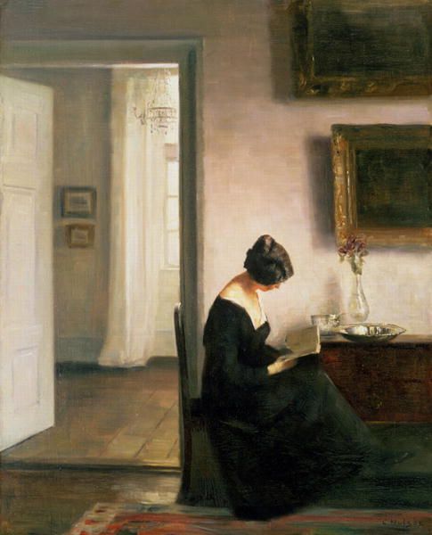 🎨Carl Holsøe  (1863–1935) Woman Reading in an Interior