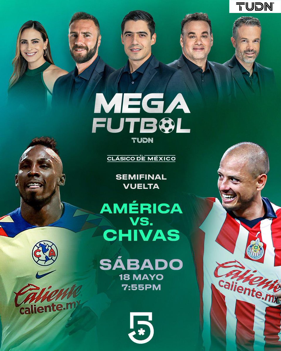 #ClasicoDeMexico | #MEGAFUTBOL
Semifinal VUELTA
HOY
A las 7:55PM
Por @MiCanal5