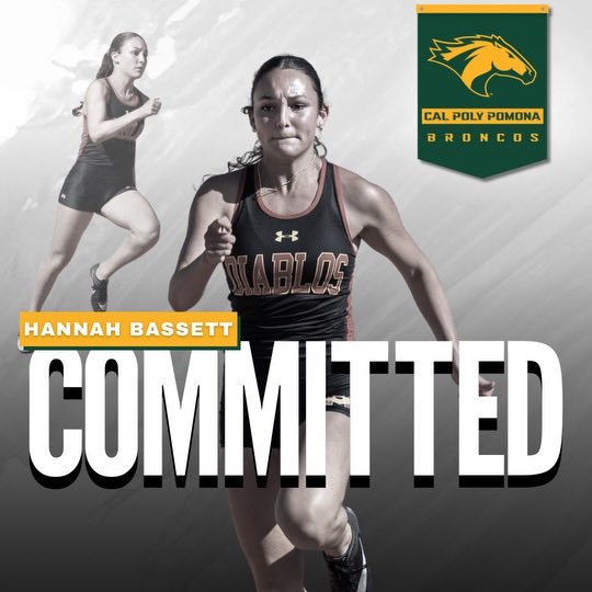 Congratulations to Hanna Bassett!! Your Diablo family is so proud of you!! Can't wait to see you at the next level! Go Broncos ⁦@calpolypomona⁩ ⁦@PrepCalTrack⁩ ⁦@MVHS_Diablos⁩ ⁦@SteveFryer⁩