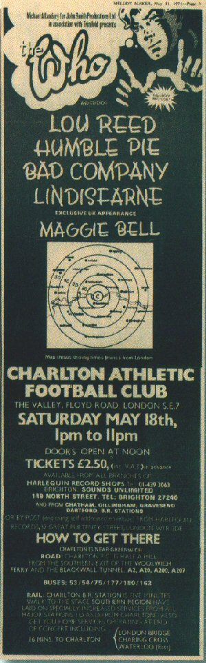 OTD ✨️ 

May 18, 1974 Charlton Athletic Football Ground, London, ENG
#TheWho  #HumblePie