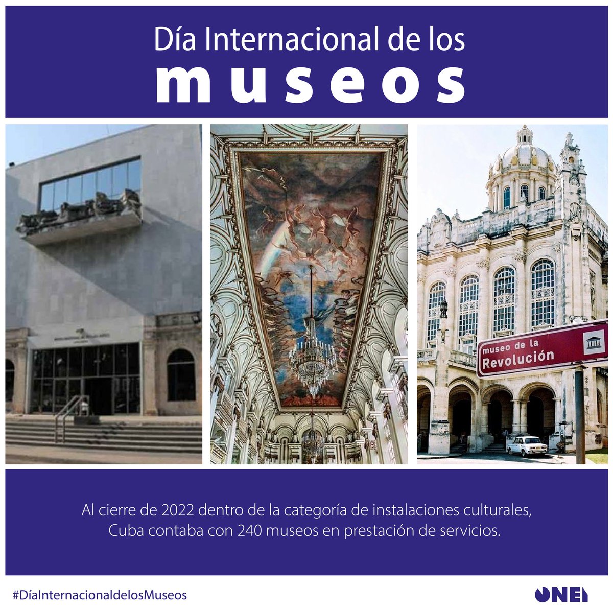 📊 Desde la #ONEI celebramos el Día Internacional de los Museos, una fecha para apreciar y valorar la importancia de estos espacios que nos permiten conectarnos con la historia, el arte y la cultura 🏛️🎨.