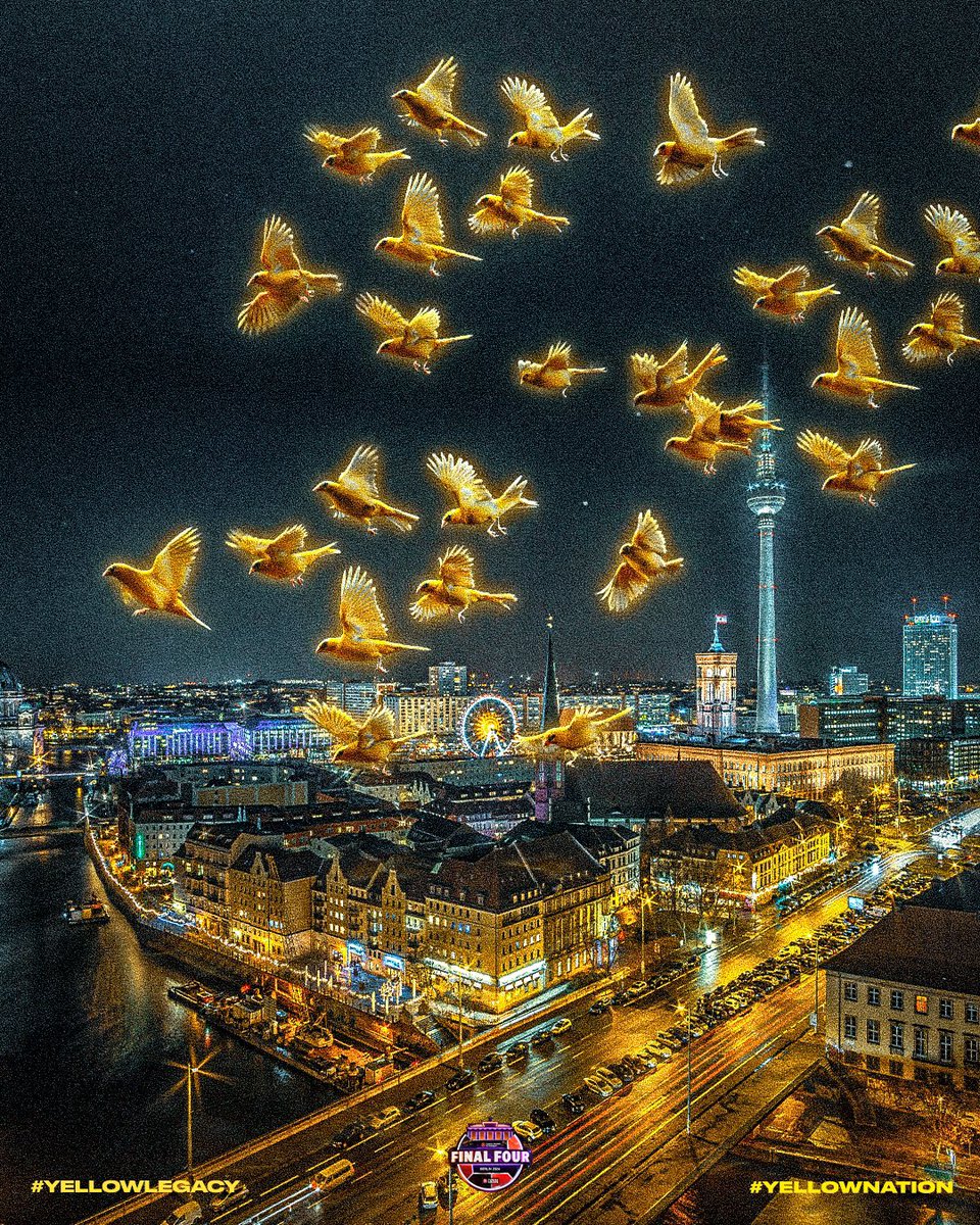 Look at the sky! 🌌 The Yellow Canaries are finally in the sky of Berlin to show the #YellowLegacy to all of Europe one more time! 💛💙 #EuroLeague