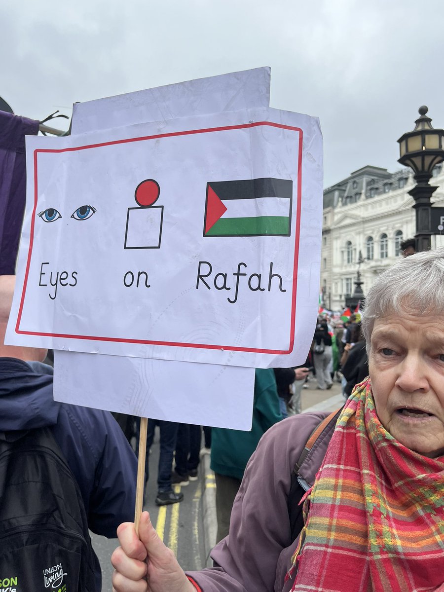#FreePalestine some of my #Forestschool children and their parents joined us today on the march in London. We spotted 3 Makaton placards today