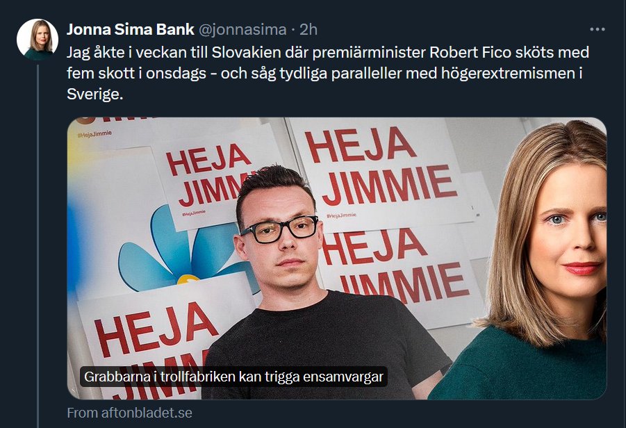 Varför bildsätter Aftonbladet ett politiskt mord med SD:s kommunikationschef och Jimmie Åkesson?
För första gången blir jag akut orolig för Sverige. Man kan inte hålla på så här speciellt länge i ett ordnat samhälle.