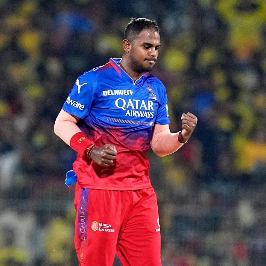 11 to defend off 5 balls, you just bowled a full toss and conceded a 110M monster six to MS Dhoni.

What do you do? Maintain composure, pick Thala &amp; concede only 1 run off the next 5 balls to take RCB to playoffs.

From conceding 36 off 6 to Rinku to this. Yash Dayal, take a bow!