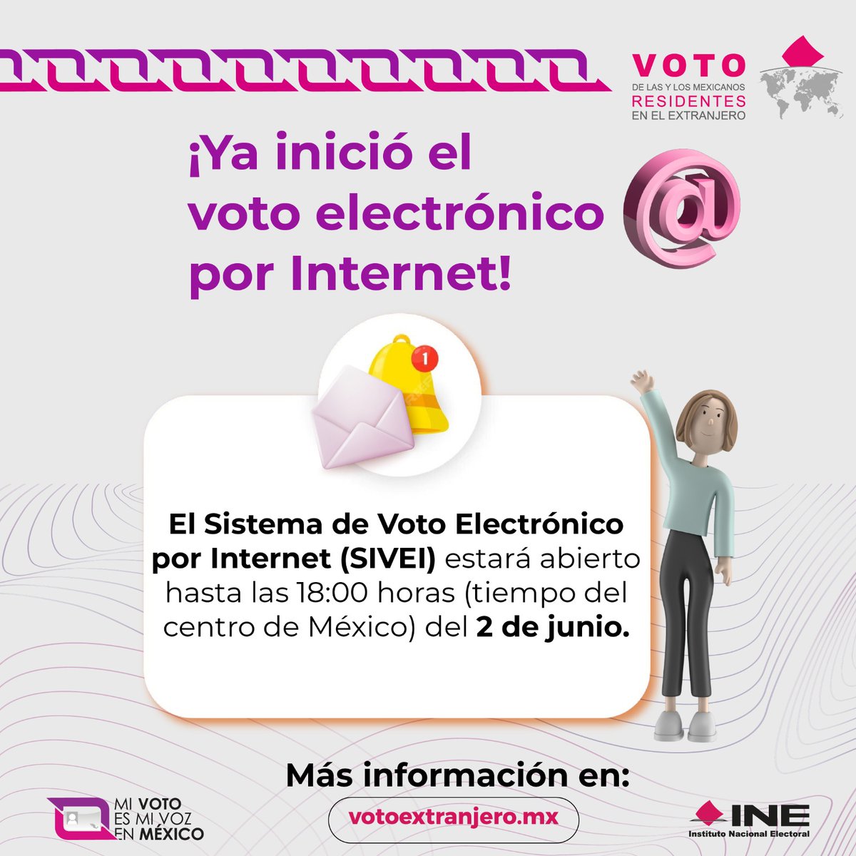 ¿#SabíasQue ya se encuentra en operación el Sistema de Voto Electrónico por Internet para el #VotoExtranjero🌎? votoextranjero.ine.mx