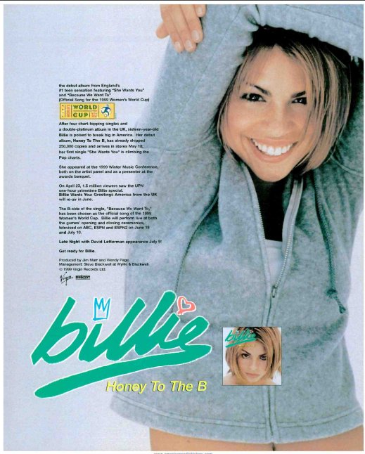 She'd ruled Britannia for a year and now, 25 years ago (#onthisdayinpop in 1999) #BilliePiper was ready to conquer the US. She was dubbed 'the British Britney' and her debut album was accompanied by media seduction (like this one from Billboard magazine). 
onthisdayinpop.com/2023/06/billie…