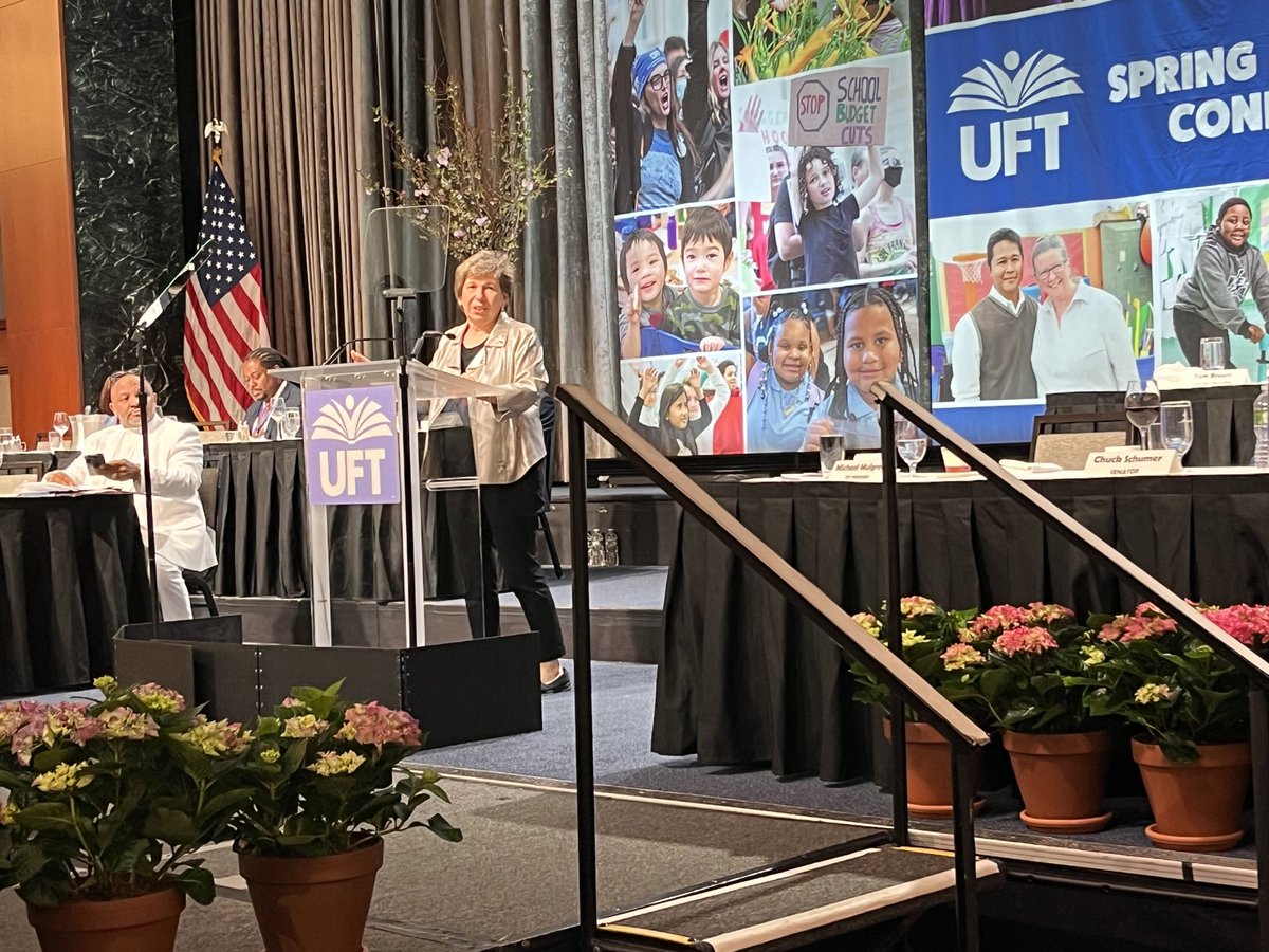 “What you do in classrooms every day is an act of joy, an act of love, an act of democracy,” says ⁦@rweingarten⁩ at ⁦@AFTunion⁩ at #uftspring education conference. “Joy is an act of political and spiritual resistance.”