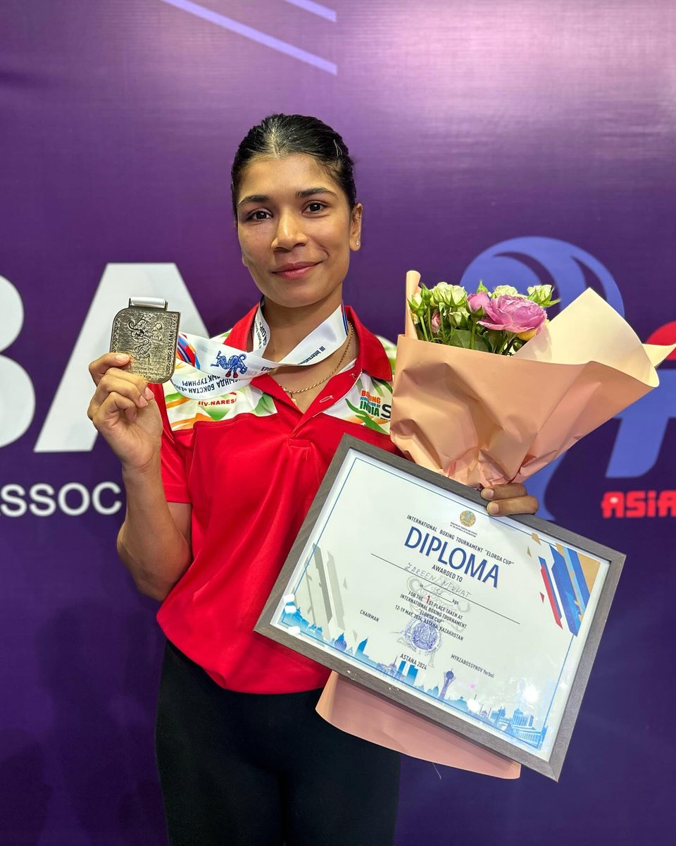 nikhat_zareen's tweet photo. Pushed my limits and conquered! Won Gold medal at the Elorda Cup. Proud to bring this home.🥇

The journey continues💪🇮🇳

#Paris2024 https://t.co/ZpnXYVwWgi