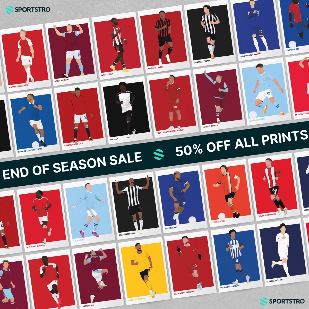 Our End of Season Sale is now live! 🏷️
50% Off all art prints in our Etsy shop 

sportstro.etsy.com

#premierleague #footballart #footballillustration #footballprints #artprints #etsyshop #etsyseller #soccerart #sportsillustration #digitalart #digitalillustration #football