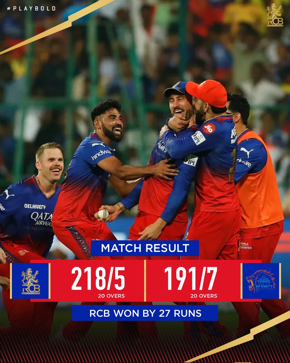 RCBTweets's tweet image. The greatest comeback in the history of IPL.
We can proudly check that off our list. ✅
#PlayBold #ನಮ್ಮRCB #IPL2024 #RCBvCSK