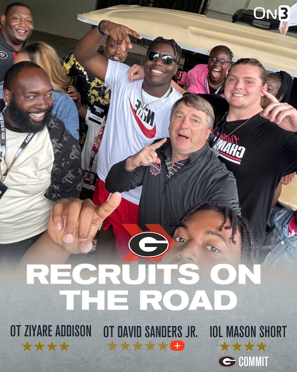 Five-Star Plus+ OT David Sanders on his visit to Georgia alongside 4-star OT Ziyare Addison and UGA 4-star IOL commit Mason Short🐶 Read: on3.com/college/georgi…