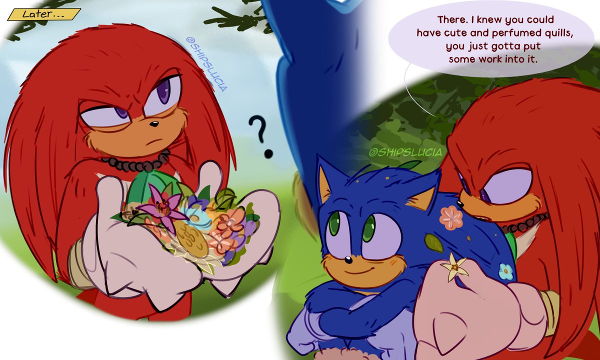 🔴: Ahí está. Sabía que podías tener unas púas lindas y perfumadas, solo tienes que poner voluntad.
Extrañaba este viejo AU❤️‍🩹
.
.
.
...Sonic no es TAN sucio...todo el tiempo...¡Ese ratón salió de la nada! 😅 #Sonknux #Sonic #Knuckles