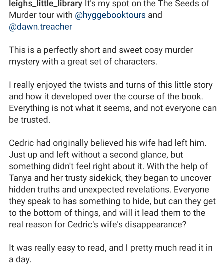 Another lovely review for The Seeds Of Murder this evening. Thank you @hyggebooktours and @WeAreProvoco