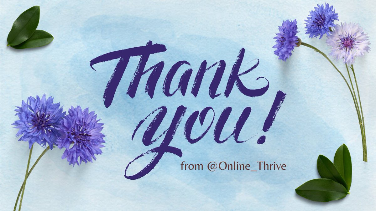 Thank you all for the chat as usual on #NetworkWithThrive. Hope you have a really enjoyable week and that you find a way to get some of the late spring light! #supportsmallbusiness #shopindependent Plus follow our host account @Online_Thrive to keep up to date!